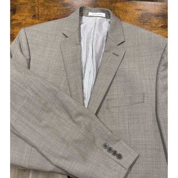 CALVIN KLEIN mens beige gray  100% WOOL sport coat  suit  jacket blazer 42 R - Picture 4 of 8